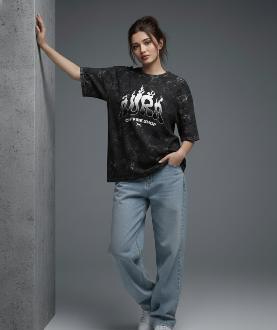 Aura: Acidwash Oversized Unisex Tshirt